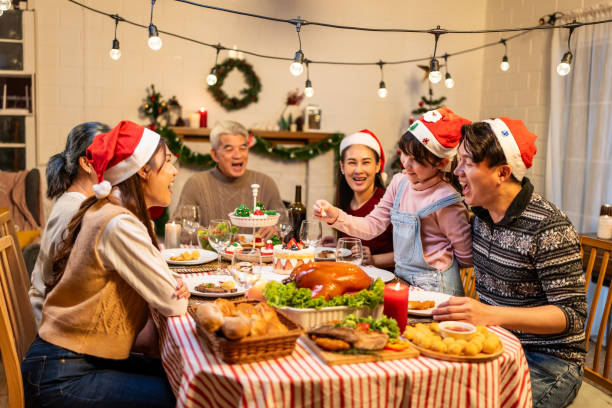 a family of six having party