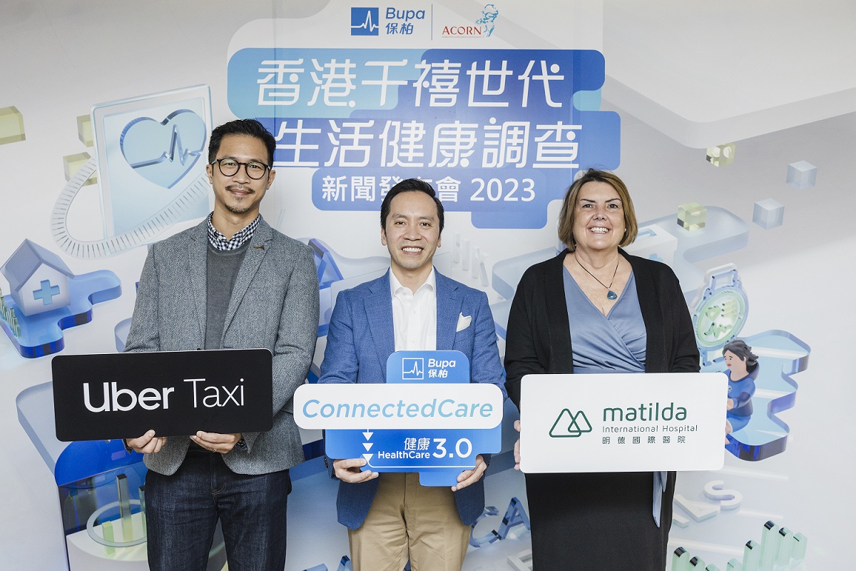 From LHS：Calvin So, Head of Customer Experience of Uber Hong Kong & South Korea; Yuman Chan, General Manager of Bupa (Asia) Limited; Linda Burgoyne, CEO of Matilda International Hospital